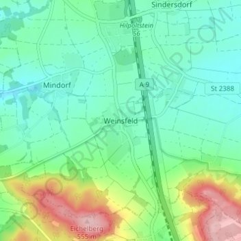 Mapa topográfico Weinsfeld, altitud, relieve