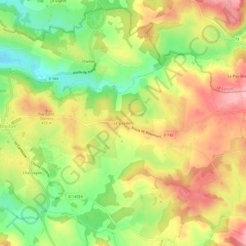 Mapa topográfico Le Coudert, altitud, relieve