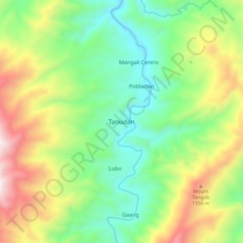 Mapa topográfico Tanudan, altitud, relieve