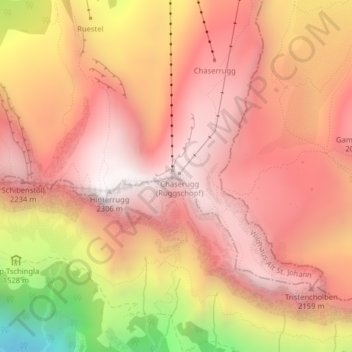 Mapa topográfico Chäserrugg, altitud, relieve