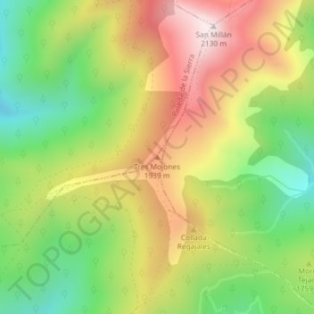 Mapa topográfico Tres Mojones, altitud, relieve
