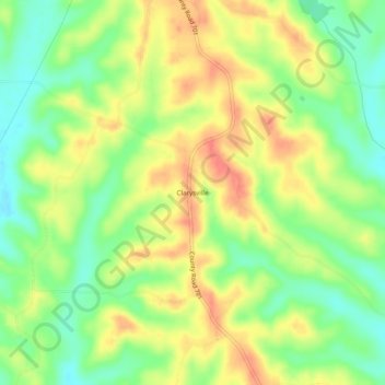 Mapa topográfico Clarysville, altitud, relieve