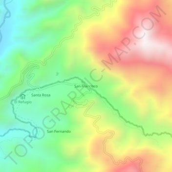 Mapa topográfico San Francisco, altitud, relieve
