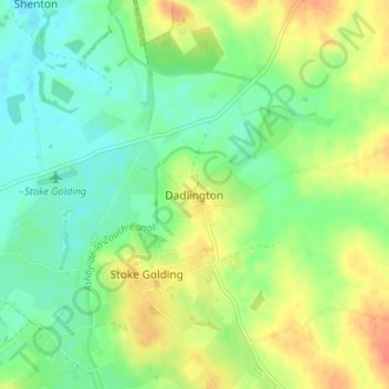 Mapa topográfico Dadlington, altitud, relieve