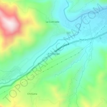 Mapa topográfico El Pedregal, altitud, relieve