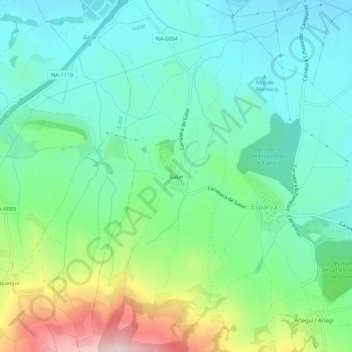 Mapa topográfico Galar, altitud, relieve