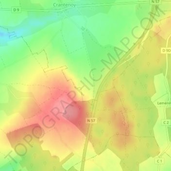 Mapa topográfico Chasel, altitud, relieve