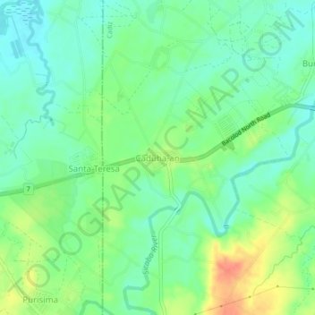 Mapa topográfico Caduha-an, altitud, relieve
