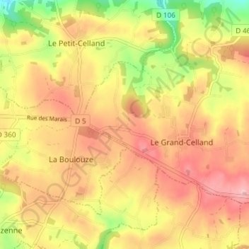 Mapa topográfico Launay, altitud, relieve
