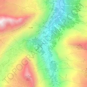 Mapa topográfico Le Breuil, altitud, relieve