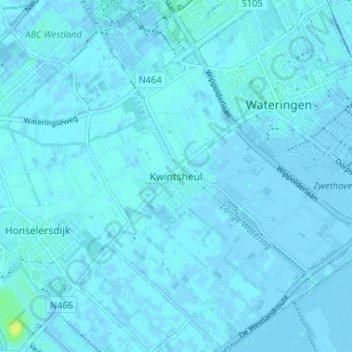 Mapa topográfico Kwintsheul, altitud, relieve