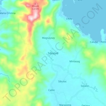 Mapa topográfico Sibutad, altitud, relieve