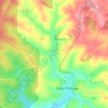 Mapa topográfico Librecy, altitud, relieve