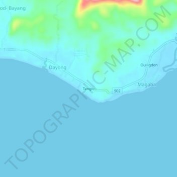 Mapa topográfico Tengib, altitud, relieve