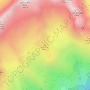 Mapa topográfico Cuolmet, altitud, relieve