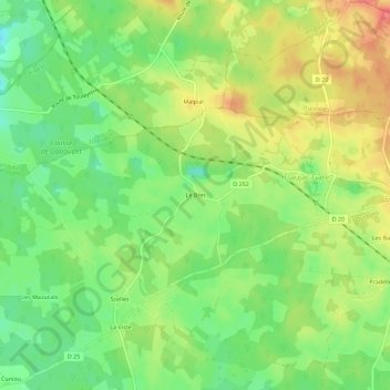 Mapa topográfico Le Bret, altitud, relieve