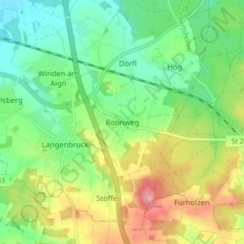 Mapa topográfico Ronnweg, altitud, relieve