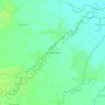 Mapa topográfico Kertamulya, altitud, relieve
