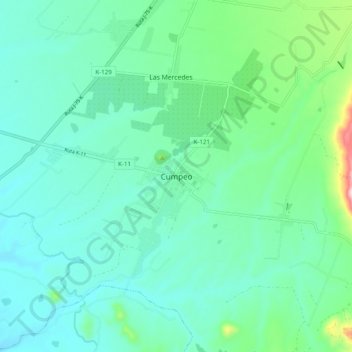 Mapa topográfico Cumpeo, altitud, relieve