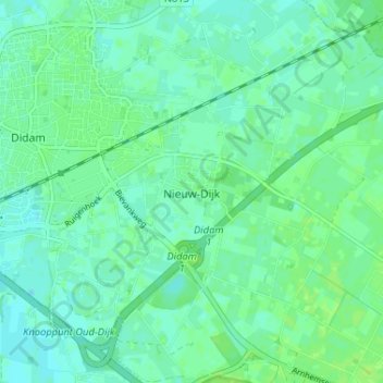 Mapa topográfico Nieuw-Dijk, altitud, relieve
