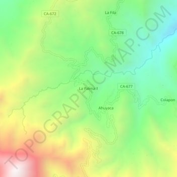 Mapa topográfico La Palma 1, altitud, relieve
