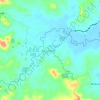 Mapa topográfico Bacungan, altitud, relieve