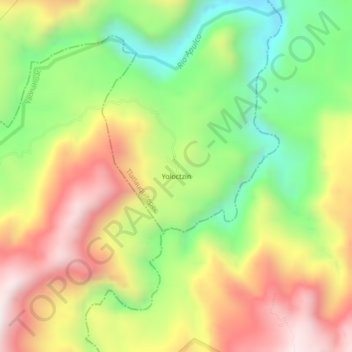 Mapa topográfico Yoloctzin, altitud, relieve