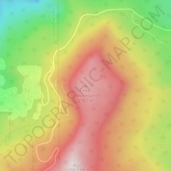 Mapa topográfico Cedar Mountain, altitud, relieve