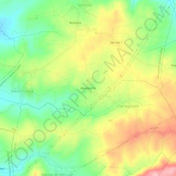 Mapa topográfico Maceirinha, altitud, relieve