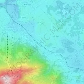 Mapa topográfico Wank, altitud, relieve