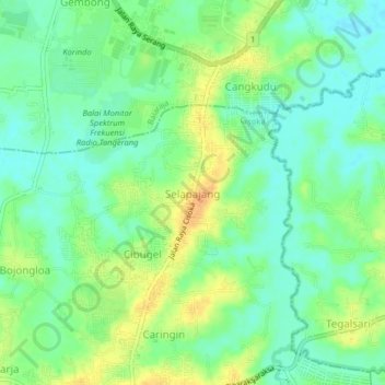 Mapa topográfico Selapajang, altitud, relieve