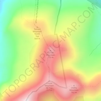 Mapa topográfico Tomies Mountain, altitud, relieve