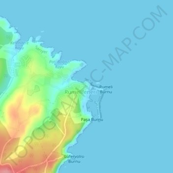Mapa topográfico Rumeli Lighthouse, altitud, relieve
