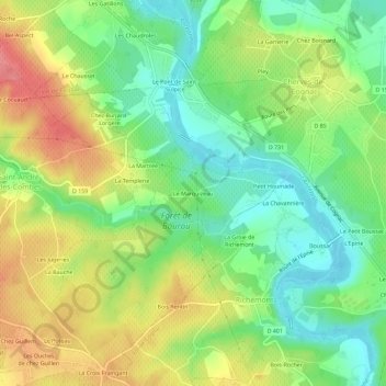 Mapa topográfico Le Marquizeau, altitud, relieve