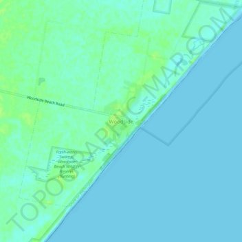 Mapa topográfico Woodside, altitud, relieve