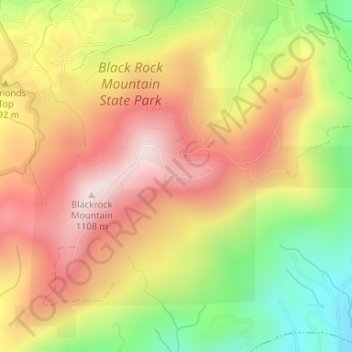 Mapa topográfico Black Rock Mountain State Park, altitud, relieve