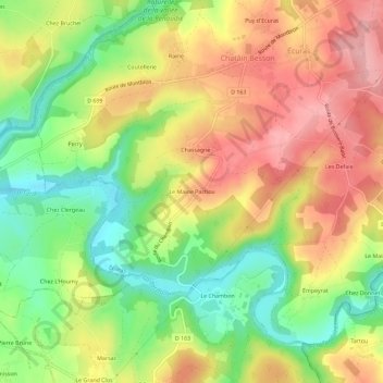Mapa topográfico Le Maine Pachou, altitud, relieve