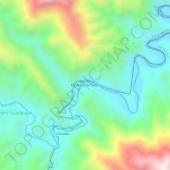 Mapa topográfico Medias Coloradas, altitud, relieve