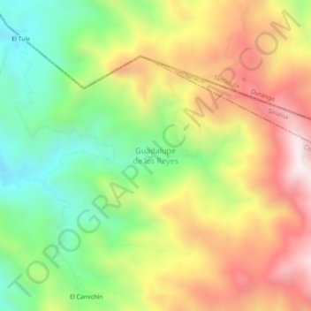 Mapa topográfico Guadalupe de los Reyes, altitud, relieve