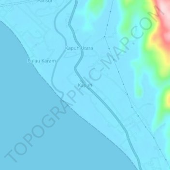 Mapa topográfico Kapuh, altitud, relieve