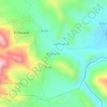 Mapa topográfico El Jocotillo, altitud, relieve