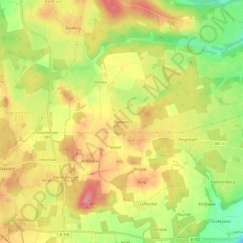 Mapa topográfico Burgweg, altitud, relieve