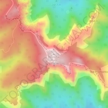 Mapa topográfico Rainbow Point, altitud, relieve
