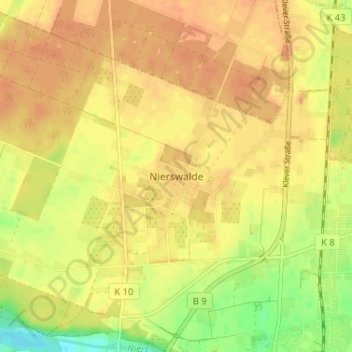 Mapa topográfico Nierswalde, altitud, relieve