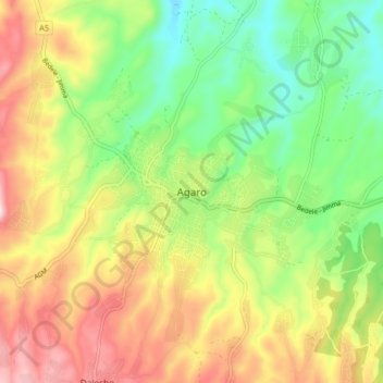 Mapa topográfico Agaro, altitud, relieve