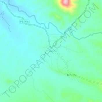 Mapa topográfico Chirinos, altitud, relieve