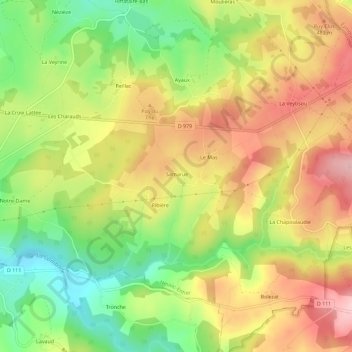 Mapa topográfico Samarue, altitud, relieve