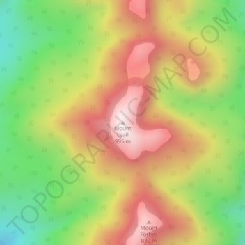 Mapa topográfico Mount Lyall, altitud, relieve