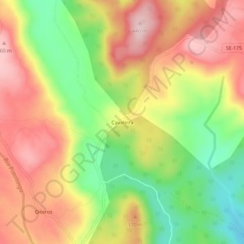 Mapa topográfico Cavaleira, altitud, relieve