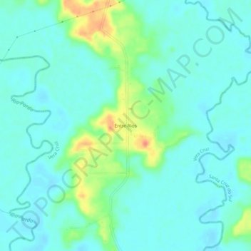 Mapa topográfico Entre-Rios, altitud, relieve